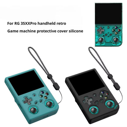 Silicone Case for RG35XX Pro with Wrist Strap Full Fit Shockproof Anti-Scratch Non-Slip All-Round Protection Soft Shell Cover