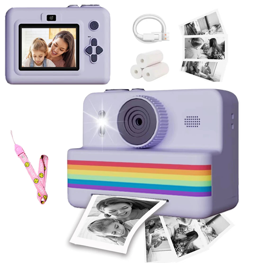 Digital Children Camera for Photography Mini Printer Portable Thermal Instant Print Photo Kids Camera 2.8Inch HD Video Toy Gifts